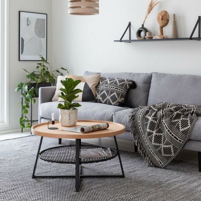 Veke Hilla pyöreä sohvapöytä 80 cm tammi/musta