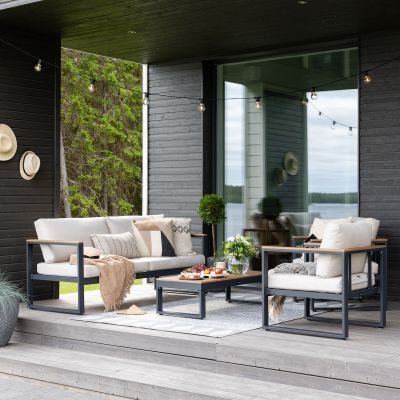 Veke Aava 5-hengen sohvaryhmä antrasiitti, hiekka pehmusteet