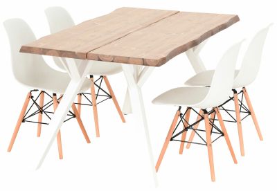 Veke Lana-Elea 4-hengen ruokailuryhmä antiikkipetsattu/valkoinen