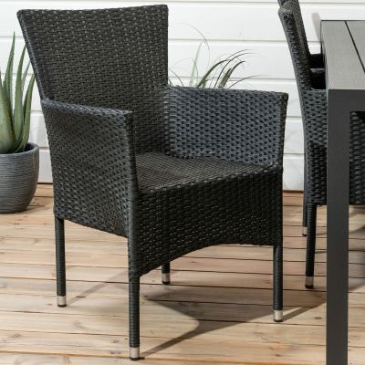 Veke Asta puutarhatuoli musta polyrottinki/teräs | Alk. 89,00 €