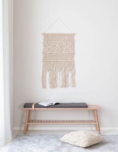 Mattokymppi Makrame-seinävaate 55x90 cm luonnonvalkoinen | Alk. 19,50 €