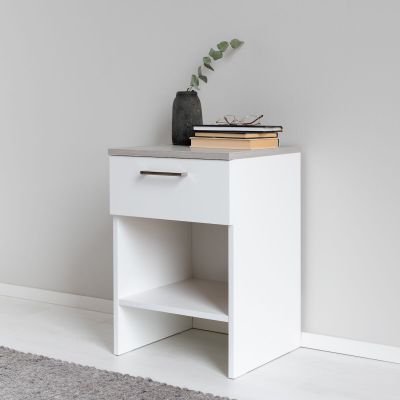 Veke Alava yöpöytä valkoinen/hopea jalava | Alk. 69,00 €