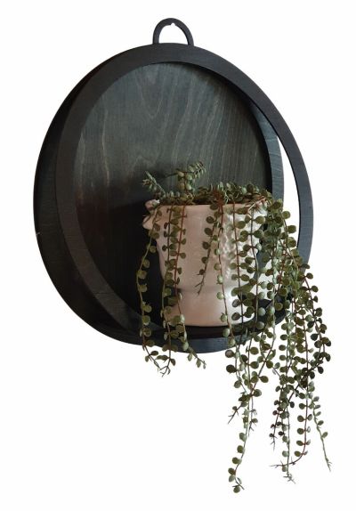 Veke Pihla seinäamppeli 36 cm musta taustavanerilla | Alk. 54,90 €