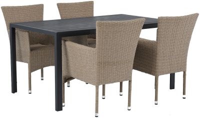 Veke House Nordic Asta 4-hengen ruokailuryhmä musta/luonnonväri