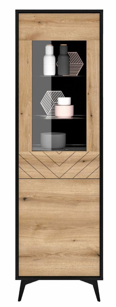 Eureka Dumont vitriini 54x39x178 cm tammi/musta | Alk. 509,00 €