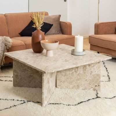 Ei brändiä Vega marmori sohvapöytä 90x90 cm matta latte | Alk. 769,00 €