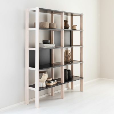 Veke Mella kirjahylly valkaistu koivu/musta 139x36 cm