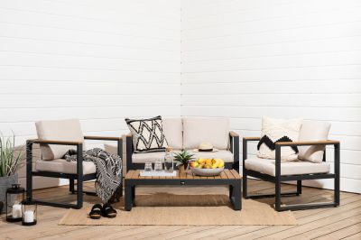 Veke Aava 4-hengen sohvaryhmä antrasiitti, hiekka pehmusteet