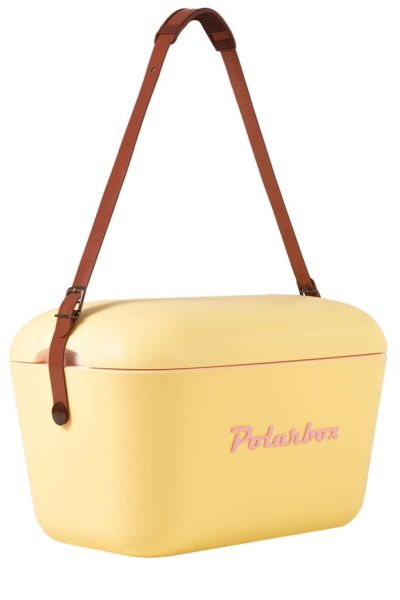 Noortrade Polarbox kylmälaukku 12L keltainen vaaleanpunaisella tekstillä | Alk. 35,50 €