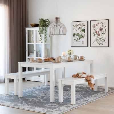 Veke Moona ruokailuryhmä penkeillä 6-hengen valkoinen | Alk. 937,00 €
