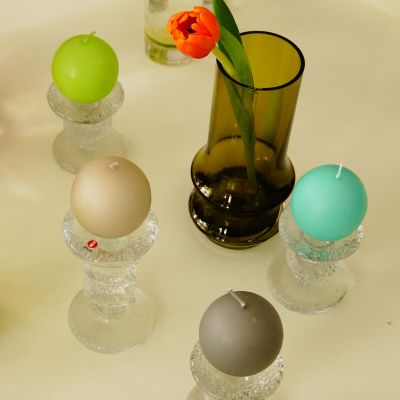 Puttipaja® Puttipaja jalallinen pallokynttilä 2 kpl puuteri