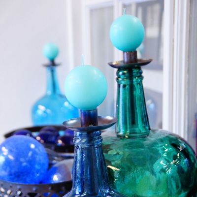 Puttipaja® Puttipaja jalallinen pallokynttilä 2 kpl vaaleansininen