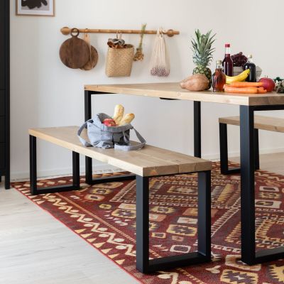 Veke Ruska penkki 35x176 cm antiikkipetsattu harjattu ja lakattu mänty/musta met | Alk. 349,00 €