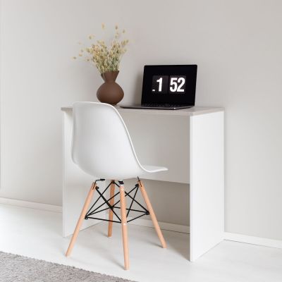 Veke Alava työpöytä 85x43 cm valkoinen/hopea jalava | Alk. 99,00 €