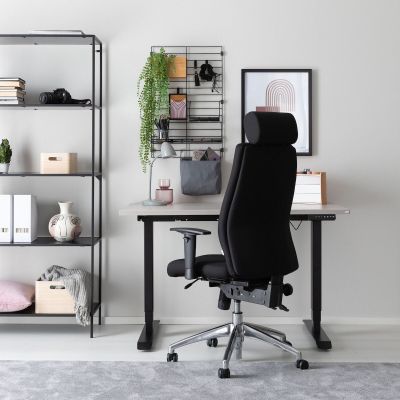 Veke Office sähköpöytä 135x67 cm hopea jalava musta jalka