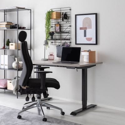 Veke Office sähköpöytä 160x80 cm hopea jalava musta jalka