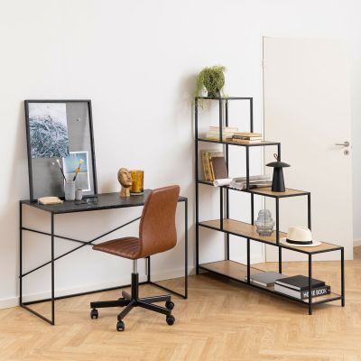 Ei brändiä Seaford avohylly 135x35x150 cm villitammi/musta | Alk. 199,00 €