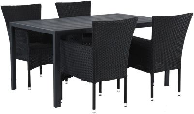 Veke House Nordic Asta 4-hengen ruokailuryhmä musta