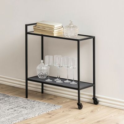 Ei brändiä Seaford tarjoiluvaunu 60x35 cm lasi/musta | Alk. 79,00 €