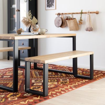 Veke Ruska penkki 35x126 cm antiikkipetsattu harjattu ja lakattu mänty/musta met | Alk. 309,00 €