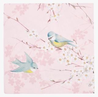 Moments Pink birds paperiservetit puuteriroosa | Alk. 4,95 €