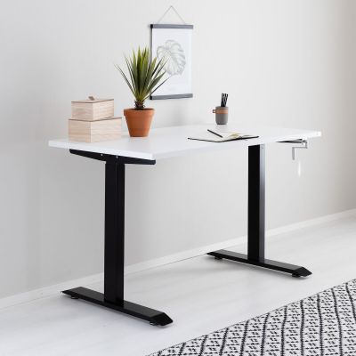 Veke Office veivattava säätöpöytä 135x67 cm valkoinen musta jalka