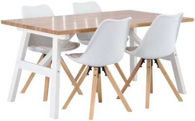 Veke Tuohi-Bergen 4-hengen ruokailuryhmä valkoinen/lakattu tammi | Alk. 1 144,00 €