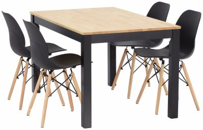 Veke Moona-Rana 4-hengen ruokailuryhmä, musta/luonnonväri | Alk. 464,80 €