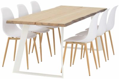 Veke Triangel-Syli 6-hengen ruokailuryhmä valkoinen/antiikkipetsattu | Alk. 983,00 €
