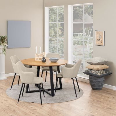 Ei brändiä Malika pyöreä ruokapöytä Ø120 cm öljytty tammi/musta