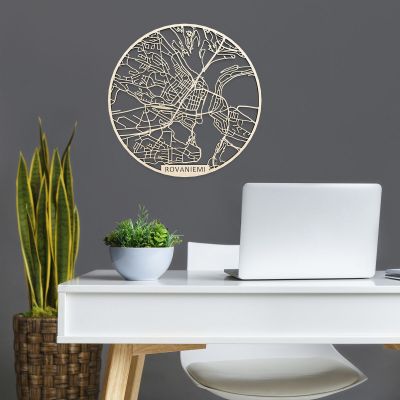 Papurino Rovaniemi karttataulu pyöreä Ø39 cm puunvärinen | Alk. 64,90 €