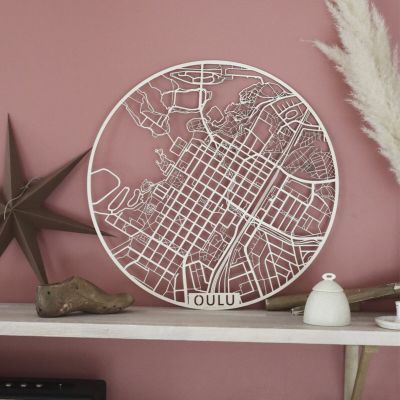 Papurino Oulu karttataulu pyöreä Ø39 cm puunvärinen | Alk. 64,90 €