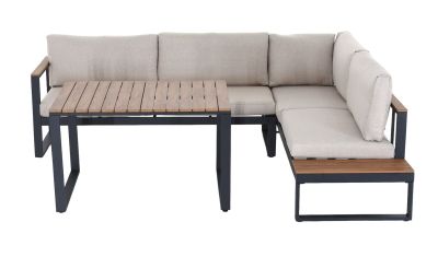 Veke Aava avokulmasohva oikea ruokapöydällä antrasiitti, hiekka pehmusteet