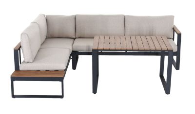 Veke Aava avokulmasohva vasen ruokapöydällä antrasiitti, hiekka pehmusteet