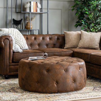 Veke Chesterfield vintage rahi Ø95 tummanruskea | Alk. 269,00 €