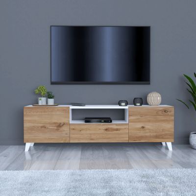 Vivano Nola tv-taso 140x30x46 cm valkoinen/tammi | Alk. 99,90 €