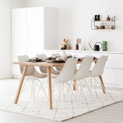 Veke Veini-Iro 6-hengen ruokailuryhmä lakattu tammi/valkoinen | Alk. 1 253,00 €