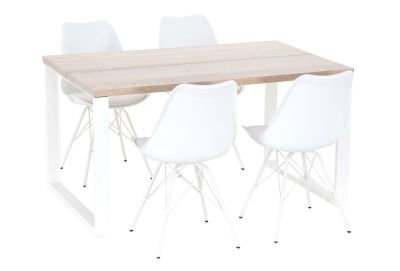 Veke Manner-Iro 4-hengen ruokailuryhmä valkolakattu tammi/valkoinen | Alk. 1 099,00 €