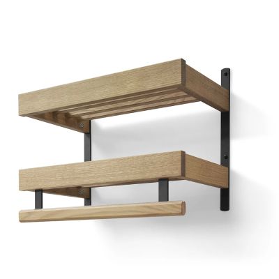 Oscarssons Möbel, Nadja Hattuhylly 50 cm 2 tasoa Öljytty tammi/Matti musta teräs | Alk. 346,00 €