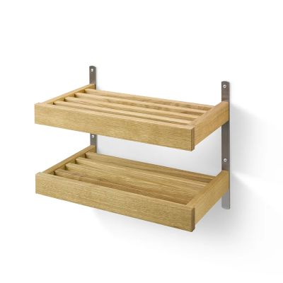 Oscarssons Möbel, Nadja Kenkähylly 50 cm 2 tasoinen seinäkiinnitteinen Öljytty tammi/hiekkateräs | Alk. 279,00 €