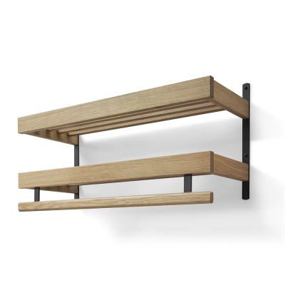 Oscarssons Möbel, Nadja Hattuhylly 80 cm 2 tasoa Lakattu Tammi/Matti Musta teräs