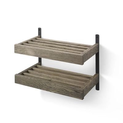 Oscarssons Möbel, Nadja Kenkähylly 50 cm 2 tasoinen seinäkiinnitteinen Savutammi/Mattamusta teräs | Alk. 275,00 €