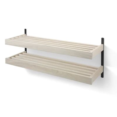 Oscarssons Möbel, Nadja Kenkähylly 100 cm 2 tasoinen seinäkiinnitteinen Valkoinen öljytty tammi / mattamusta teräs | Alk. 338,00 €