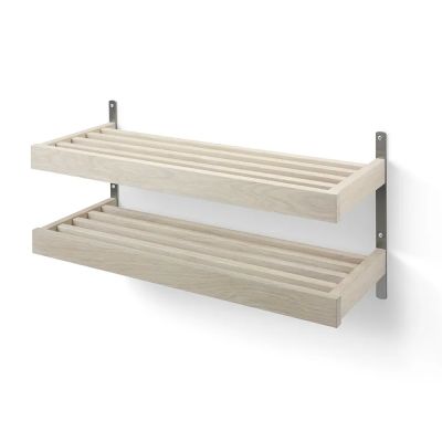 Oscarssons Möbel, Nadja Kenkähylly 80 cm 2 tasoinen seinäkiinnitteinen Valkoinen öljytty tammi / hiottu teräs | Alk. 309,00 €