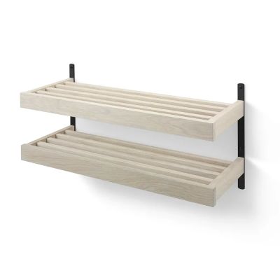 Oscarssons Möbel, Nadja Kenkähylly 80 cm 2 tasoinen seinäkiinnitteinen Valkoinen öljytty tammi / mattamusta teräs | Alk. 312,00 €