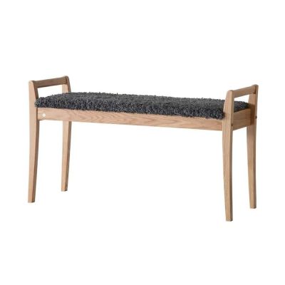Oscarssons Möbel, Meja penkki Lakattu tammi/ Lampaannahka look Tummanharmaa | Alk. 435,00 €