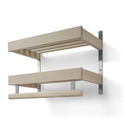 Oscarssons Möbel, Nadja Hattuhylly 50 cm 2 tasoa Valkoinen öljytty tammi/teräsjalka | Alk. 346,00 €