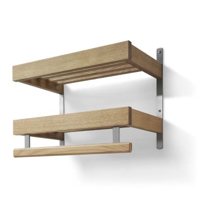 Oscarssons Möbel, Nadja Hattuhylly 50 cm 2 tasoa Öljytty tammi/hiottu teräs | Alk. 346,00 €