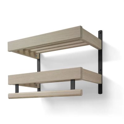 Oscarssons Möbel, Nadja Hattuhylly 50 cm 2 tasoa Valkoinen öljytty tammi / mattamusta teräs | Alk. 385,00 €