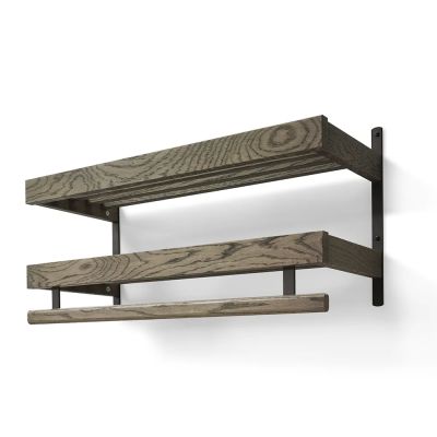 Oscarssons Möbel, Nadja Hattuhylly 80 cm 2 tasoa Savutettu tammi/Matti musta teräs | Alk. 410,00 €